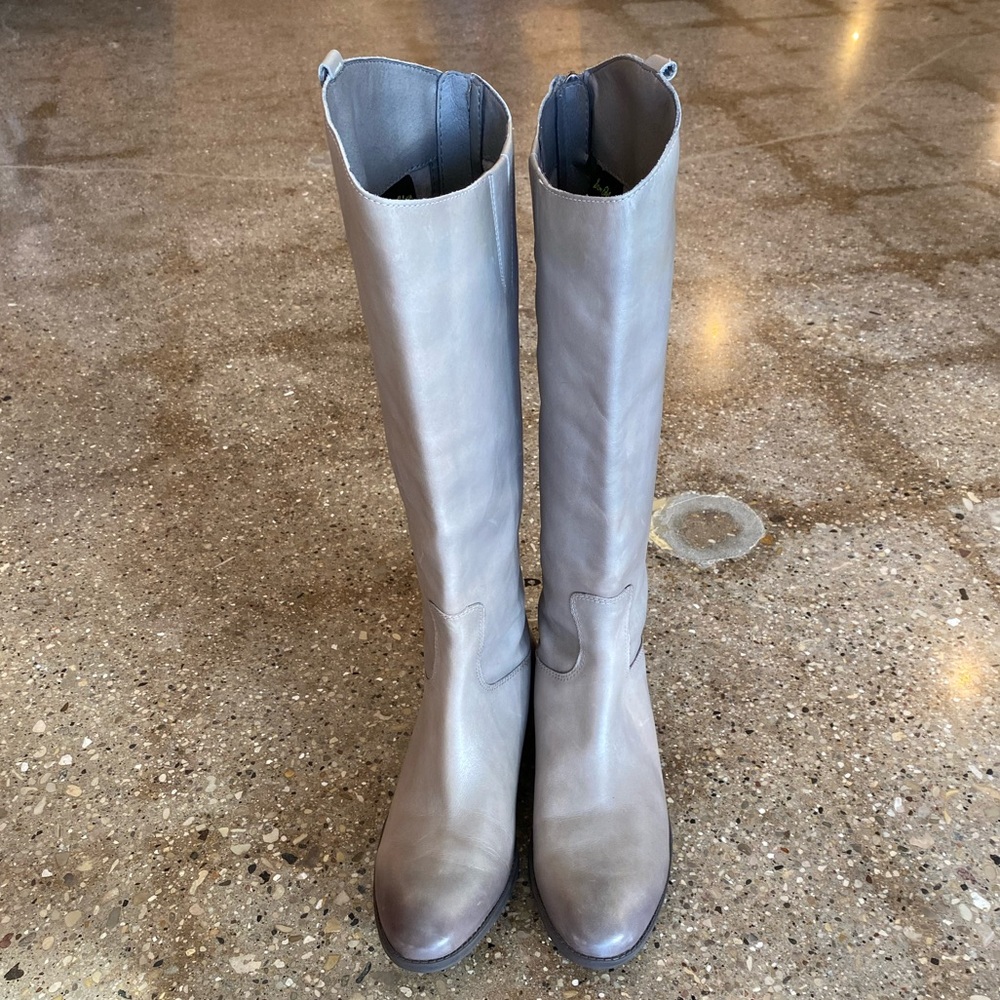 Sam Edelman Women’s Gray Penny Wide Calf Leather Riding Boot Size 8.5 Wide